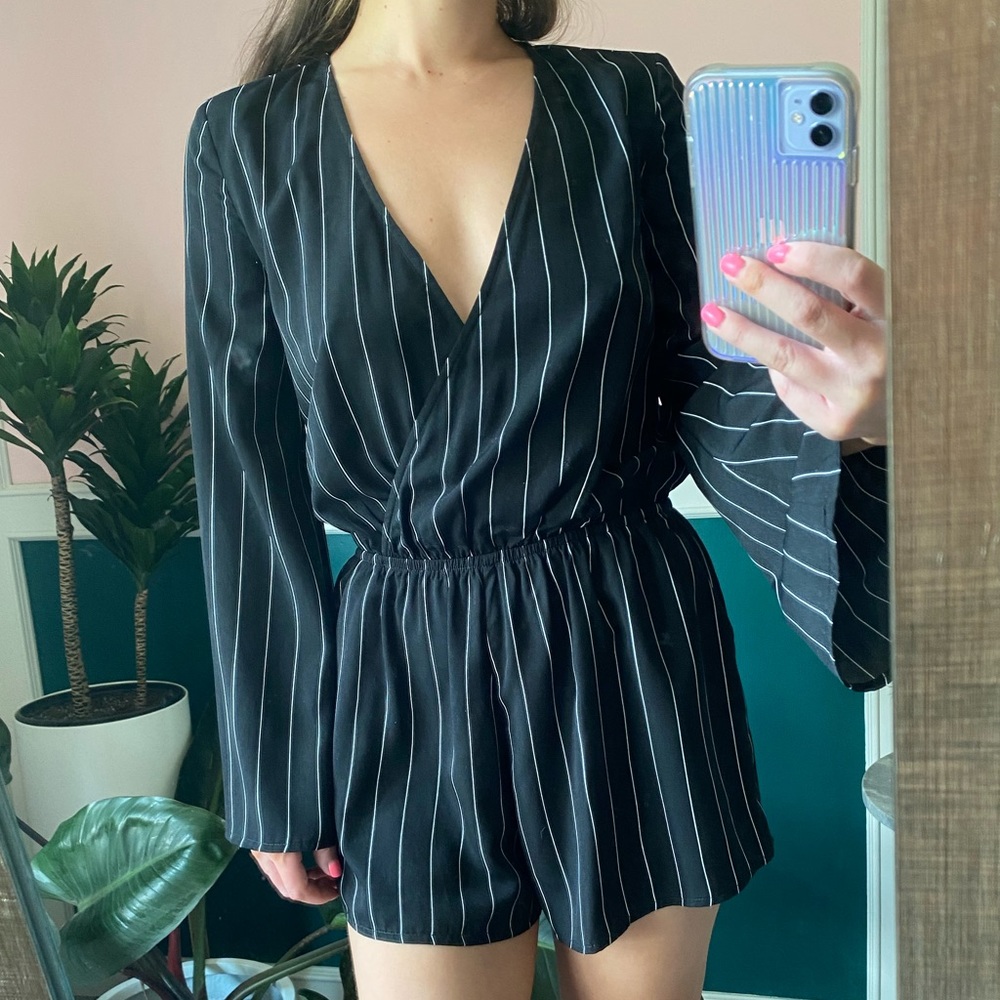 Pink Stitch black romper